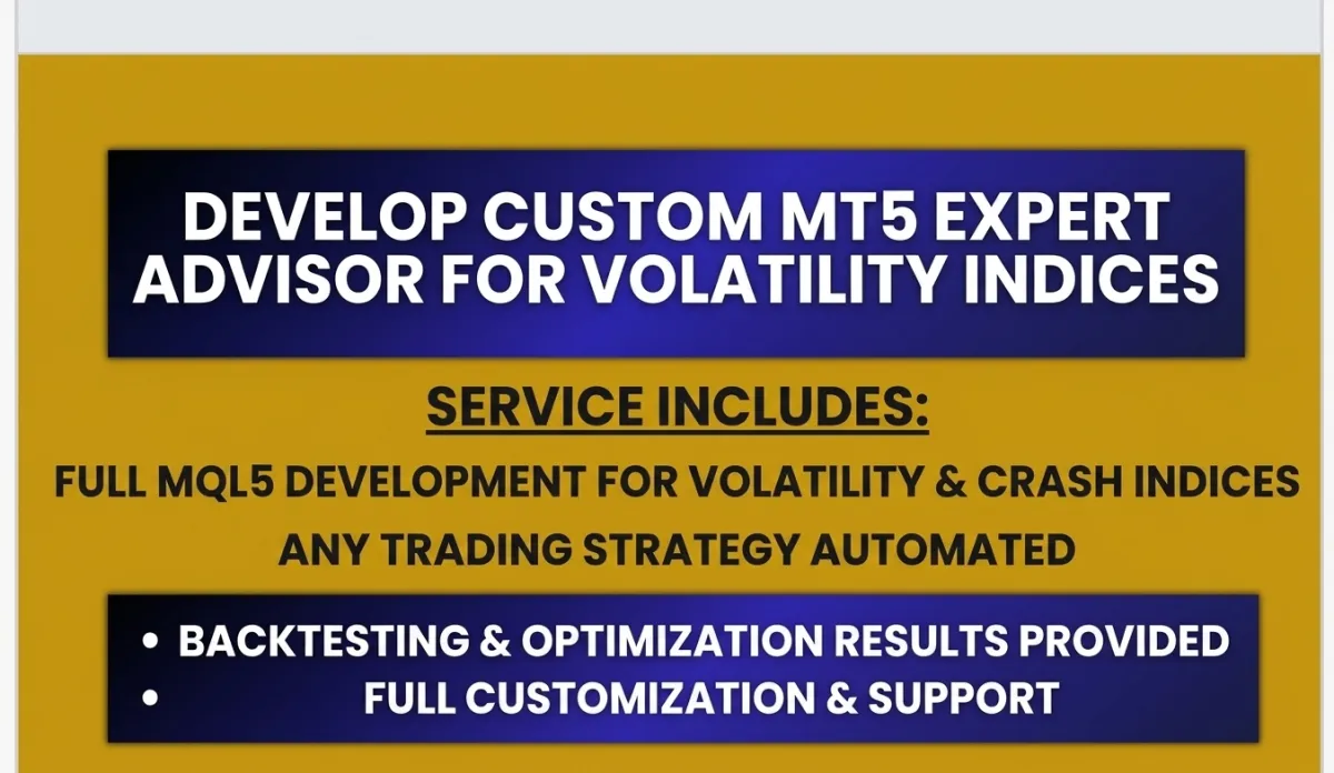 Develop Custom MT5 Expert Advisor For Volatility Indices Trade $500 Daily with $1000 Account size